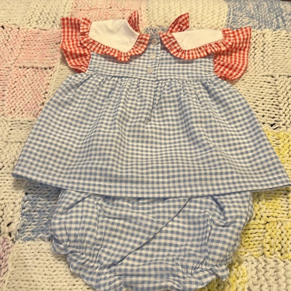 18 mo.crisp & adorable bubble set w blue:white checkered fabric& red/white too👼 - Picture 4 of 7